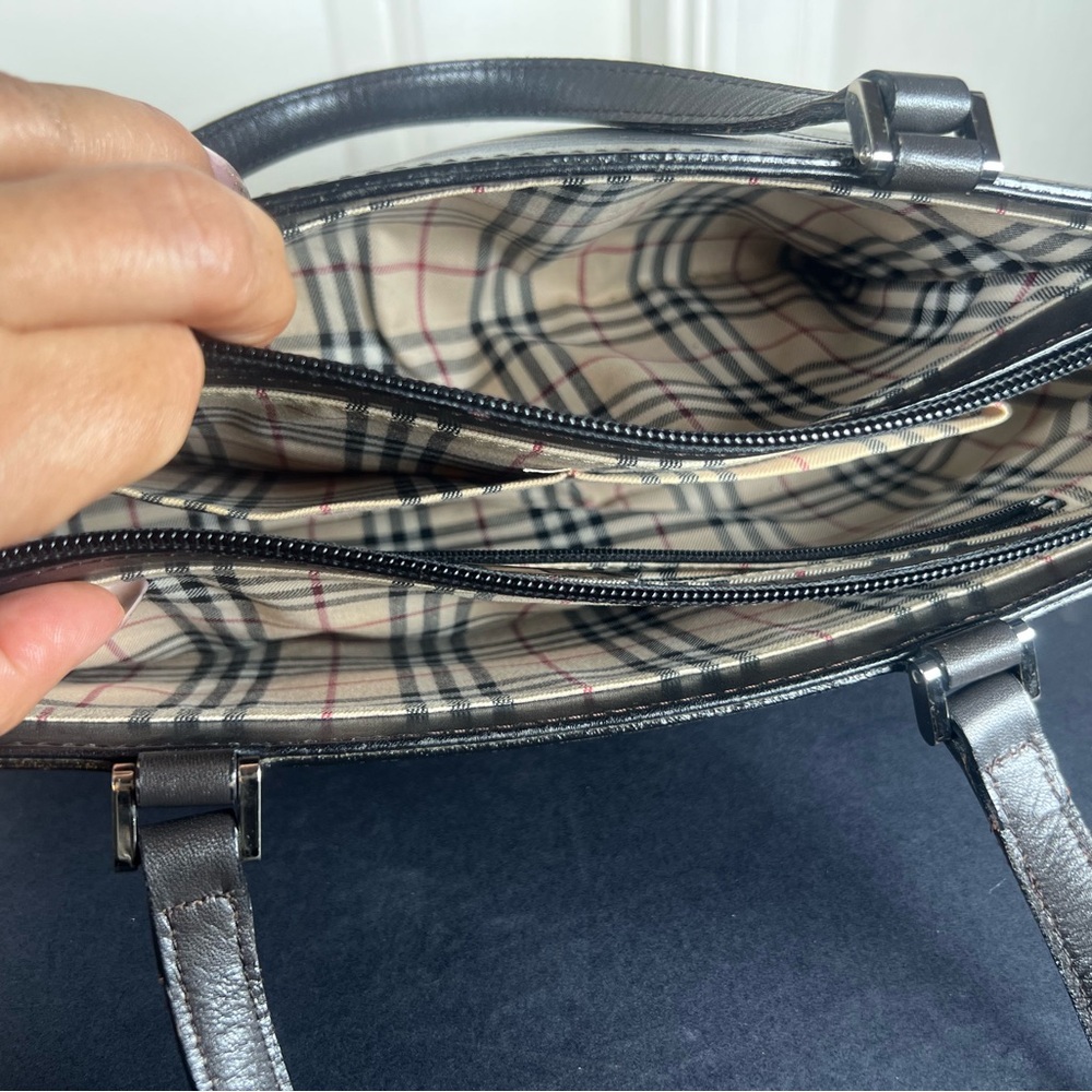 Burberry Black and Dark Brown Leather with Nova Check interior w/box! EUC - Picture 7 of 12